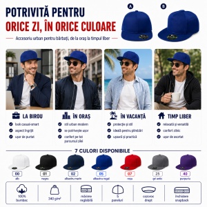 Șapcă bărbați snapback Malfini 301 5P RAP, 100% bumbac, cozoroc drept, reglabilă, 7 culori - Img 8