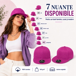 Șapcă damă RAP Malfini 301 5P, 100% bumbac, reglabilă, 7 culori