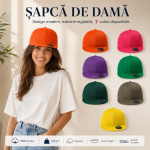 Șapcă Damă tip Snapback cu Cozoroc Drept, Reglabilă din Bumbac – Rap 6P 302 - Img 4