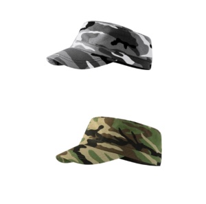 Imagine de prezentare a sepcii unisex si culorile disponibile camuflaj gri, camuflaj maro, camuflaj verde
