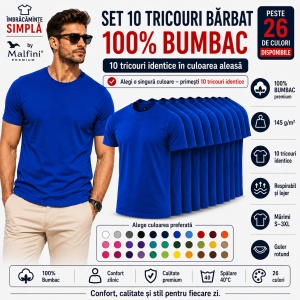 Set 10 Tricouri Bărbat în Aceeași Nuanță, Malfini, 100% Bumbac, 145 g/m², Guler Rotund, 26 Culori, Mărimi S–3XL - Img 2