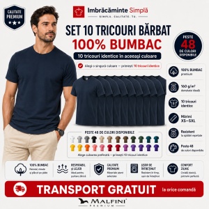 Set 10 tricouri bărbat Malfini Basic Clasic, 100% bumbac, regular fit, 48 culori, mărimi XS–5XL - Img 7