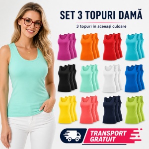 Set 3 topuri damă / maiouri sport, tricou fără mâneci, 16 nuanțe - Img 1