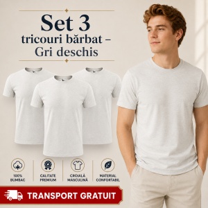 Set 3 Tricouri Bărbat în Aceeași Nuanță, 100% Bumbac, 145 g/m², Guler Rotund, 26 Culori, Mărimi S–3XL - Img 18