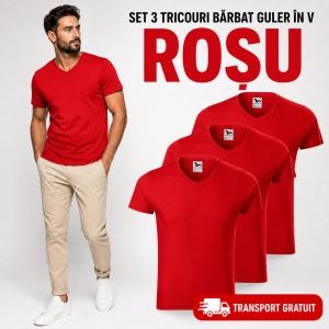 Set 3 Tricouri Bărbați cu Guler în V Malfini 146, Premium, 100% Bumbac, Slim Fit, Transport Gratuit - Img 15