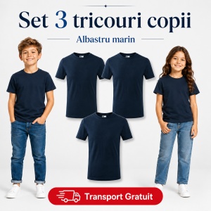 Set 3 tricouri copii din bumbac 100% – 33 nuanțe disponibile, fete și băieți Transport Gratuit - Img 14