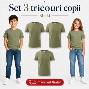 Set 3 tricouri copii din bumbac 100% – 33 nuanțe disponibile, fete și băieți Transport Gratuit - Img 24