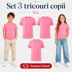 Set 3 tricouri copii din bumbac 100% – 33 nuanțe disponibile, fete și băieți Transport Gratuit - Img 34
