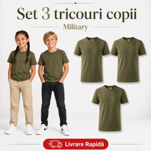 Set 3 Tricouri Copii din Bumbac 100% – Mânecă Scurtă, 35 Culori, Fete și Băieți - Img 26