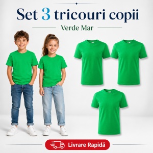 Set 3 Tricouri Copii din Bumbac 100% – Mânecă Scurtă, 35 Culori, Fete și Băieți - Img 36