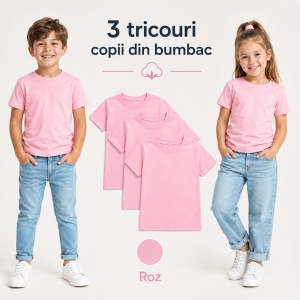 Set 3 tricouri copii din bumbac | 20 de culori - Img 27