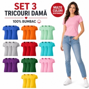 Set 3 tricouri damă, bumbac 100% | 35 de culori disponibile - 134