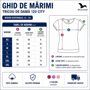 Set 3 Tricouri Damă cu Bandă Jos, 100% Bumbac – Purpuriu, Orchid și Roz - Img 3