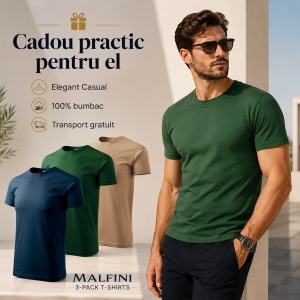 Set 3 tricouri de barbati, Malfini, Elegant Casual, Albastru marin/Verde sticla/Nisip - Img 8