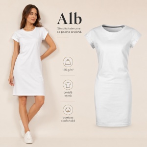 Set 3 Tricouri Lungi Damă Tip Rochie Freedom 178 – Alb, Albastru Deschis, Turcoaz, Bumbac, Croială Lejeră, XS–2XL - Img 6