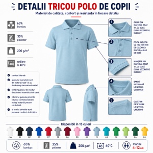 Set 3 Tricouri Polo Copii – Pentru Fete și Băieți, Ideale pentru Școală - Img 2