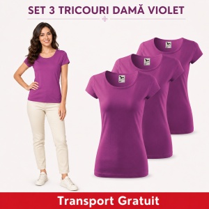 Set 3 tricouri simple dama bumbac 100%, Elegant casual cu decolteu femei, 122 - Img 13