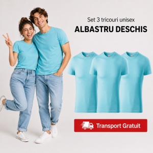 Set 3 tricouri unisex damă și bărbat, 100% bumbac, aceeași culoare, 22 nuanțe disponibile - Img 14