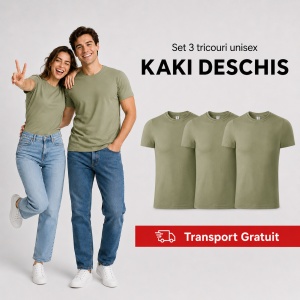 Set 3 tricouri unisex damă și bărbat, 100% bumbac, aceeași culoare, 22 nuanțe disponibile - Img 24