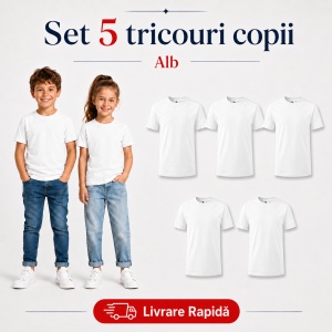 Set 5 tricouri copii din bumbac 100% – fete și băieți, 33 nuanțe disponibile - Img 11