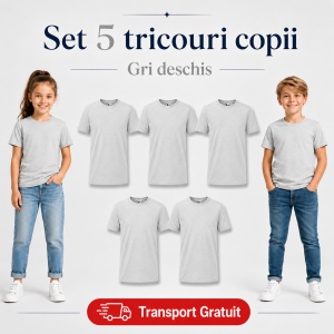 Set 5 tricouri copii din bumbac 100% – fete și băieți, 33 nuanțe disponibile - Img 21