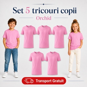 Set 5 tricouri copii din bumbac 100% – fete și băieți, 33 nuanțe disponibile - Img 31