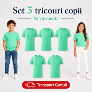 Set 5 tricouri copii din bumbac 100% – fete și băieți, 33 nuanțe disponibile - Img 41