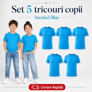 Set 5 Tricouri Copii din Bumbac 100% – Mânecă Scurtă, 33 Nuanțe, Fete și Băieți - Img 34