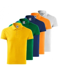 Imagine de prezentare tricou polo cu guler si culorile disponibile galben, verde, coral, albastru, alb