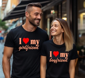 Set doua tricouri personalizate pentru cuplu I love my boy friend & girl friend
