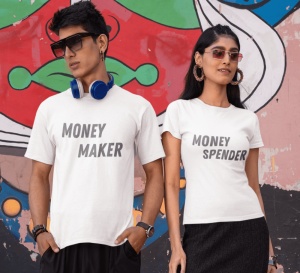 Set doua tricouri personalizate pentru cuplu - Money Maker & Money Spender