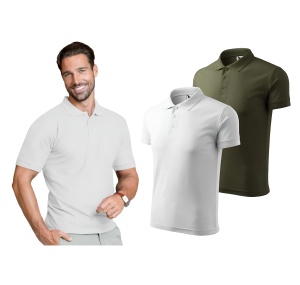 Set doua tricouri polo barbati alb/kaki 203