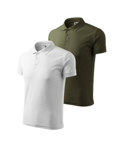 Imagine pezentare set doua tricouri polo barbati si culorile disponibile alb si kaki