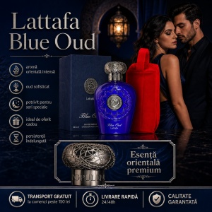 Set parfum Lattafa Blue Oud 100ml, parfum Arabesc, Unisex, Gentuta cosmetice - Img 6