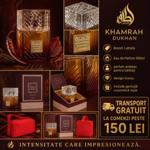 Set parfum Lattafa Khamrah Dukhan 100ml, parfum Arabesc, Barbati, Gentuta cosmetice - Img 8