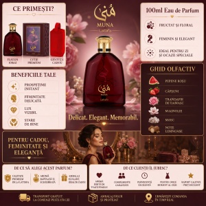 Set parfum Lattafa Muna 100ml, parfum Arabesc, Femei, Gentuta cosmetice - Img 2