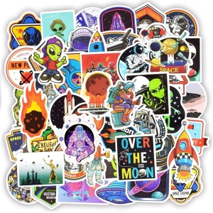Set Stickere colorate Outer Space Astronaut Alien Extraterestru - Img 3