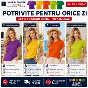 Set tricouri pentru dama multicolor 5 bucati - Img 5