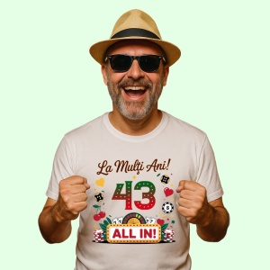 Tricou 43 ani, Cadou Aniversare sarbatorit,