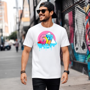 Tricou 67 Sase Sapte Inghetata Topita Design Urban Neon Roz, din bumbac 100% Copii | Dama | Barbat - Img 5