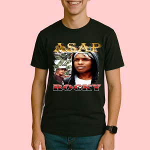 Tricou A$AP Rocky - Money Background, muzica Hip-Hop / Rap, Dama | Barbat | Copii, Culoare Negru - Img 3