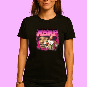 Tricou A$AP Rocky - Pink Glow, muzica Hip-Hop / Rap, Dama | Barbat | Copii, Culoare Negru