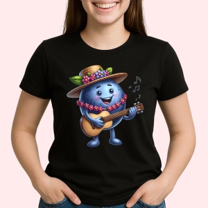 Tricou Afine amuzant de vara cantaret, Fructe, Copii | Dama, culoare negru - Img 2