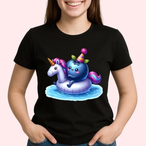 Tricou Afine amuzant de vara in poney, Fructe, Copii | Dama, culoare negru - Img 2