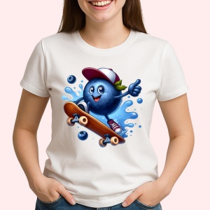 Tricou Afine amuzant de vara pe skatboard, Fructe, Copii | Dama - Img 2