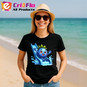 Tricou Afine amuzant de vara pe topogan, Fructe, Copii | Dama, culoare negru - Img 11