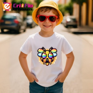 Tricou Albina pixel art stil retro cu fundal portocaliu Copii | Dama | Barbat - Img 10