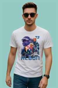 Tricou Alex Albon Pilot Formula 1 Ilustratie Albastru, Copii | Dama | Barbat