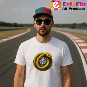 Tricou Alfa Romeo Sarpe Galben Asteptand Sa Atace | Unisex Dama si Barbat - Img 2