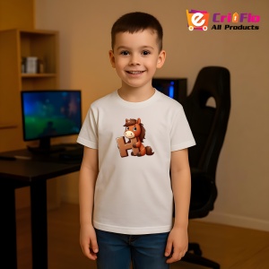 Tricou Alfabet Litera H cu animal Horse Cal , Alb, Unisex Dama si Barbat | Copii - Img 4